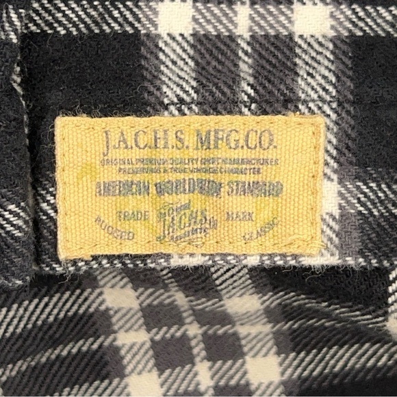LARGE JACHS MENS THICK FLANNEL BUTTON FRONT SHACKET BLACK WHITE COTTON - Picture 15 of 16